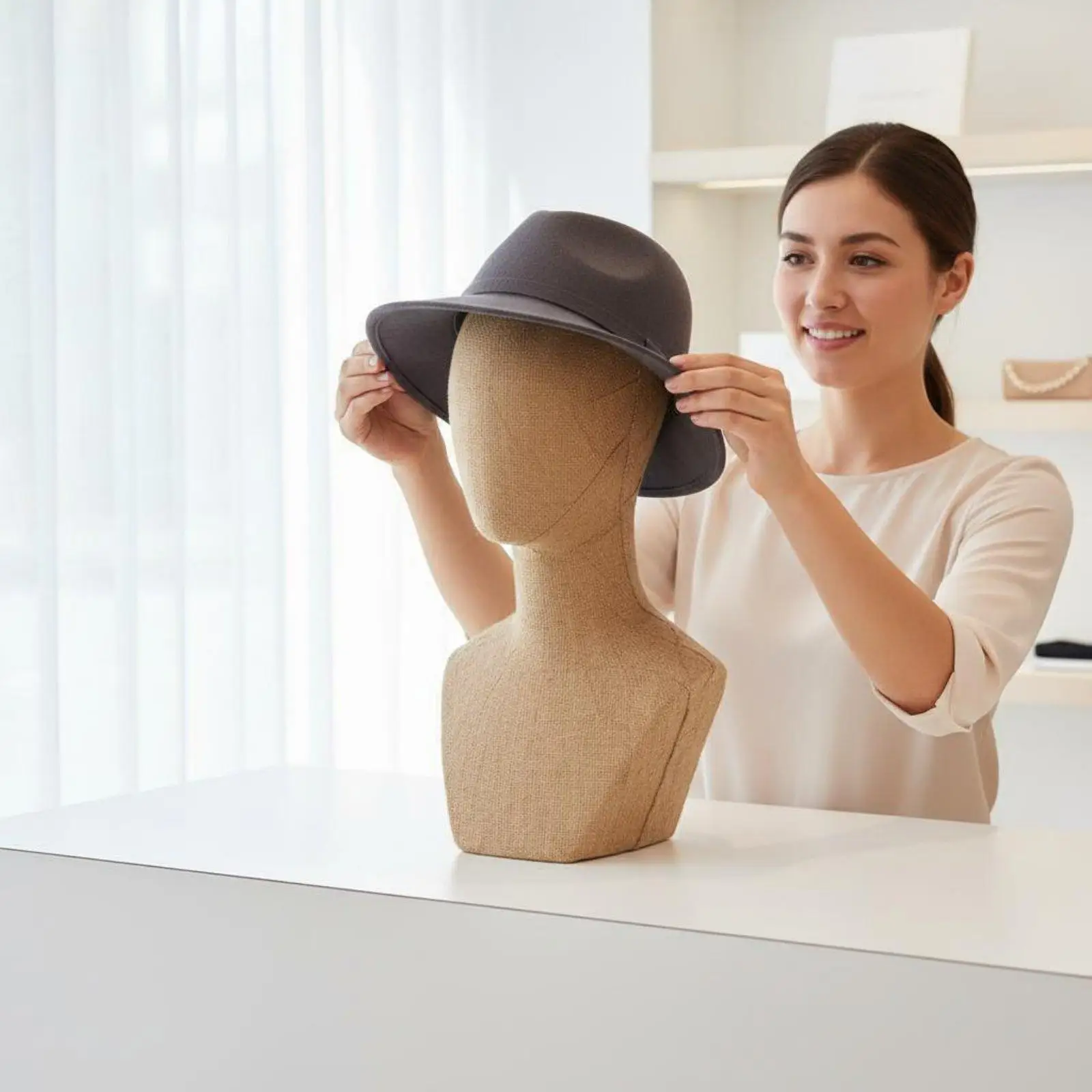 Foam Mannequin Head Pin-Friendly Hat Display Head Model Lightweight for Shop Window