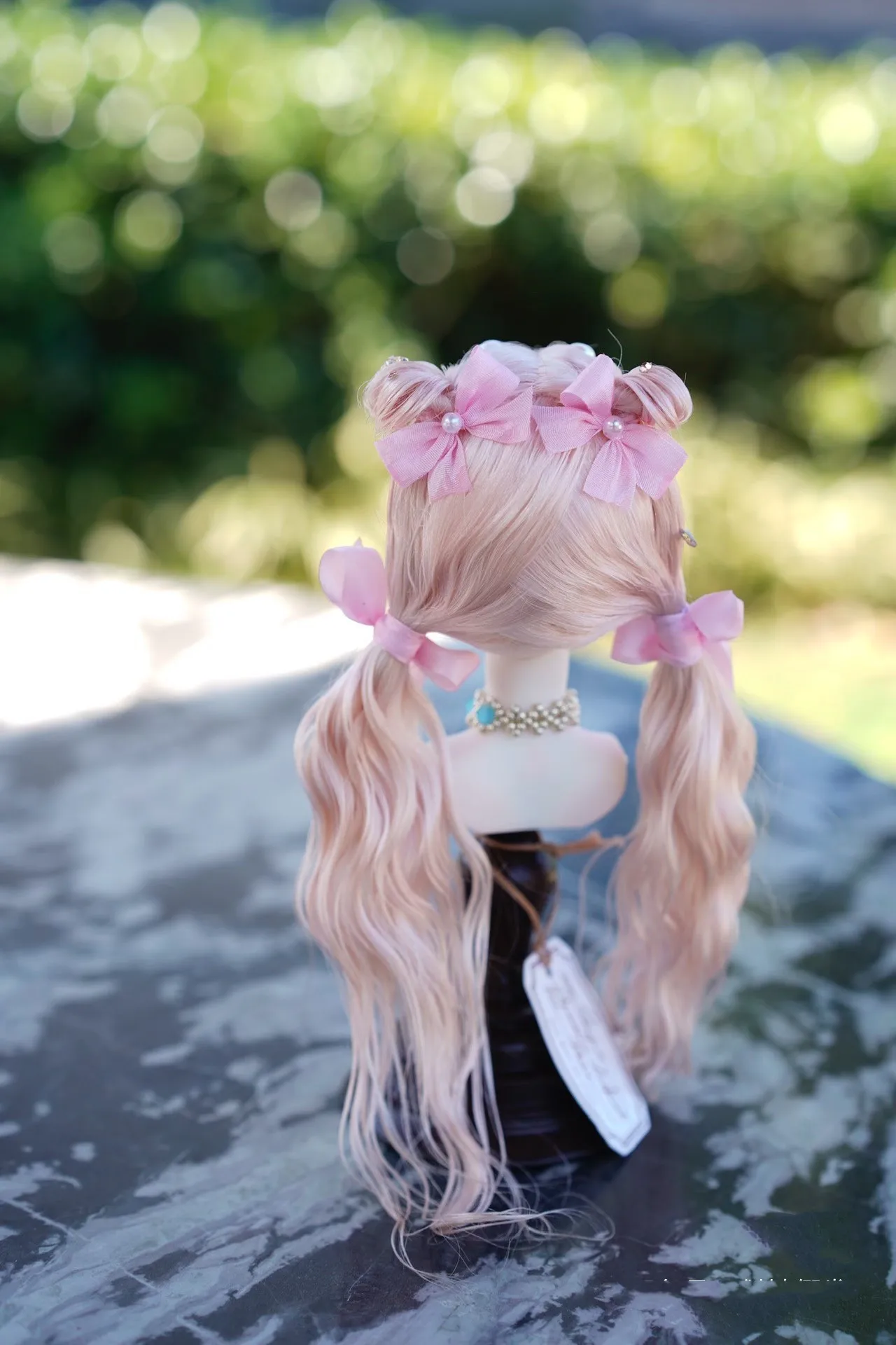 Customized berty doll hair 1/6 1/4 1/3 BJD wig, beige-pink color long mohair wig for blythe doll free shipping