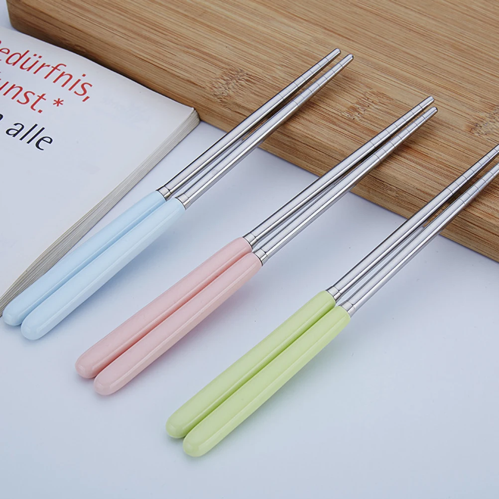 

Stainless Steel Tableware Set Ceramic Handle Chopsticks Spoon Fork Portable Case Travel Picnic Camping Food Grade Cutlery Set