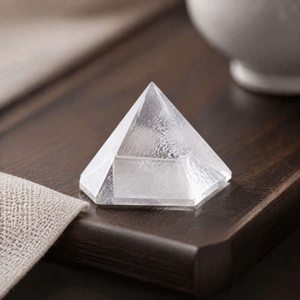 3x3cm Crystal Pyramid Positive Energy Stone Figurine Quartz Pyramid Decor White Chakra Reiki Energy Pyramid Energy Generator