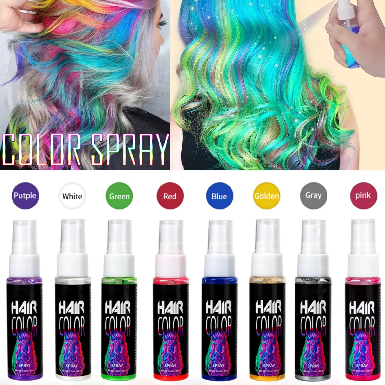 30ml Hair Color Spray Temporary Hair Color Spray Timesave Diy Hair Color Spray, Hair Color Spray Halloween Hair Spray