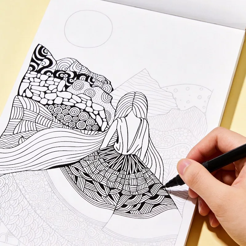 A Zen Style Art Graffiti Coloring Book, Featuring Butterflies, Ice Cream, Scenery, Long Hair Girls, It Is A Great Holiday Gift