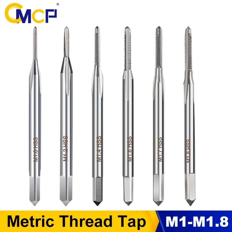 CMCP Metric Tap 1pc HSS 6542 Thread Tap M1 M1.2 M1.4 M1.6 M1.7 M1.8 Mini Tap Drill Bit Straight Flute Machine Screw Tap
