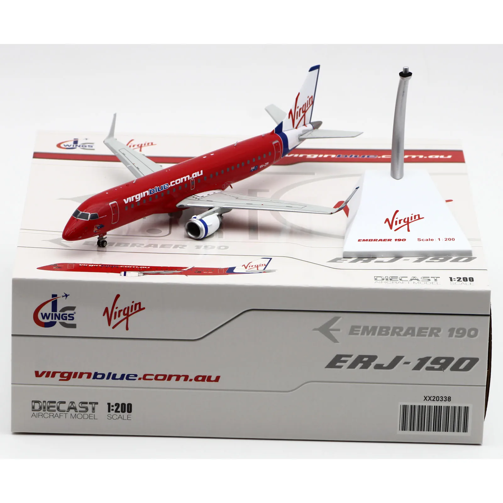 

XX20338 Alloy Collectible Plane Gift JC Wings 1:200 Virgin Blue Airlines EMBRAER 190 Diecast Aircraft Model VH-ZPI With Stand