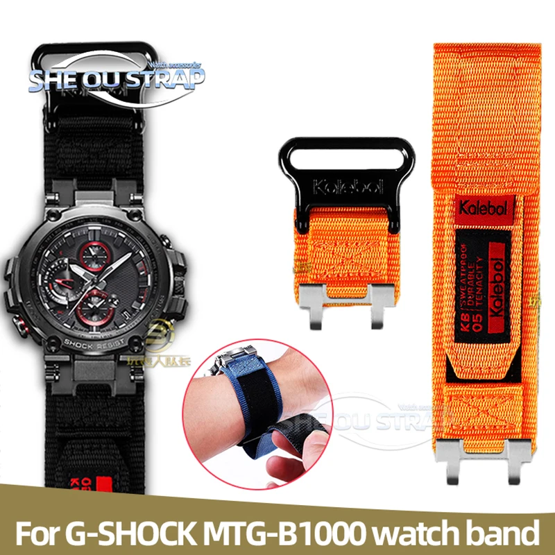 Orange Black Armygreen Nylon Watchstrap For Casio G-SHOCK MTG-B1000 Canvas Watchband With Men's b1000 Watch Accessory