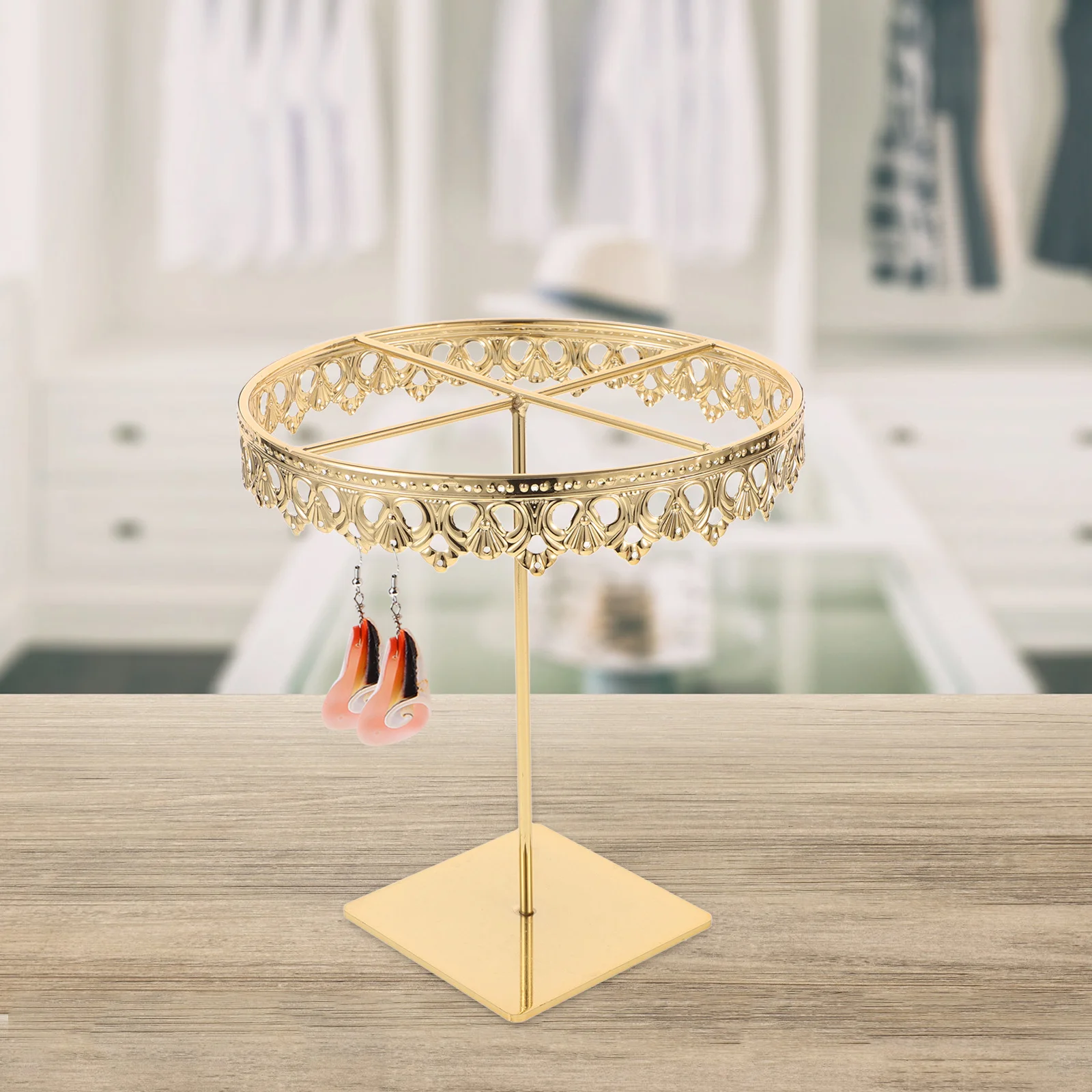 Stainless Steel Crown Jewelry Display Stand Large Circular Earring Organizer Holder Jewelry Holder Necklace Hanger for Retail