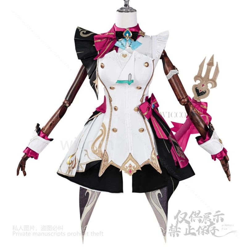 Hot Game Genshin Impact Cosplay Escoffier Costume Anime Chef's Dress Cute Shoes Lolita Wig Props Women Party Full Set Customized