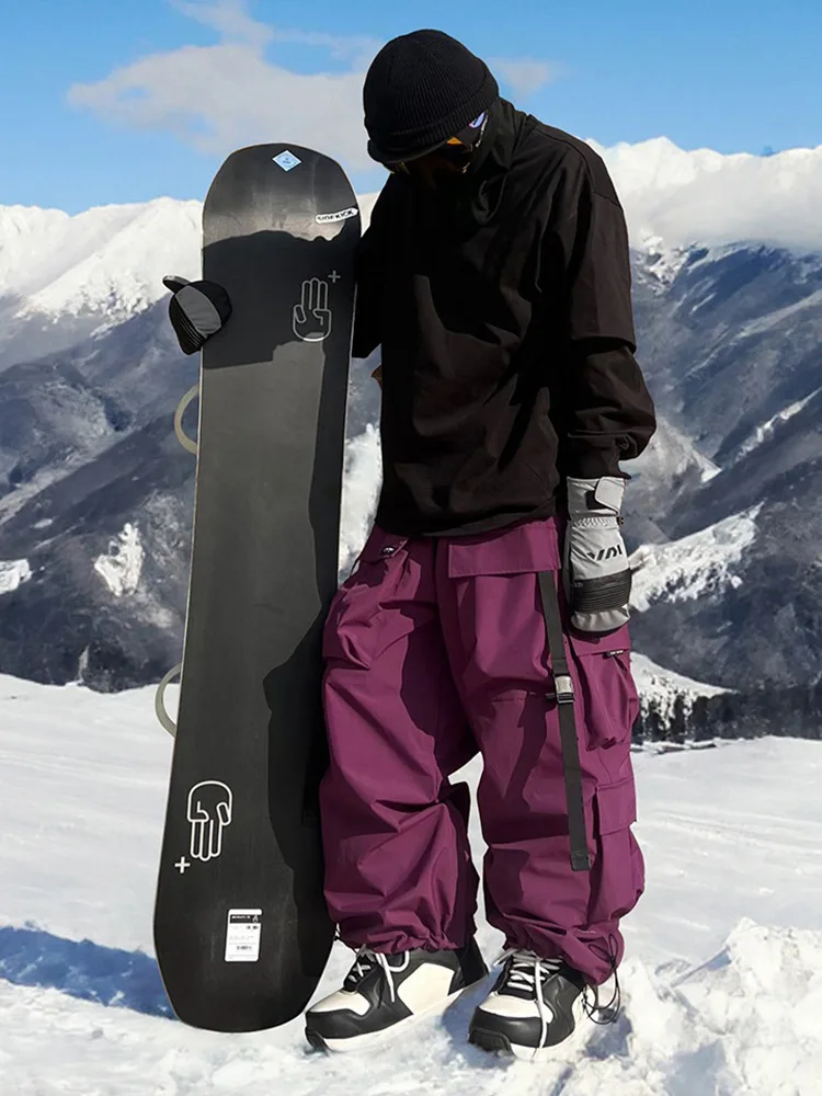 سراويل تزلج رياضية متعددة الجيوب مقاومة للماء للرجال والنساء، سراويل مقاومة للاهتراء للثلج شديدة التحمل