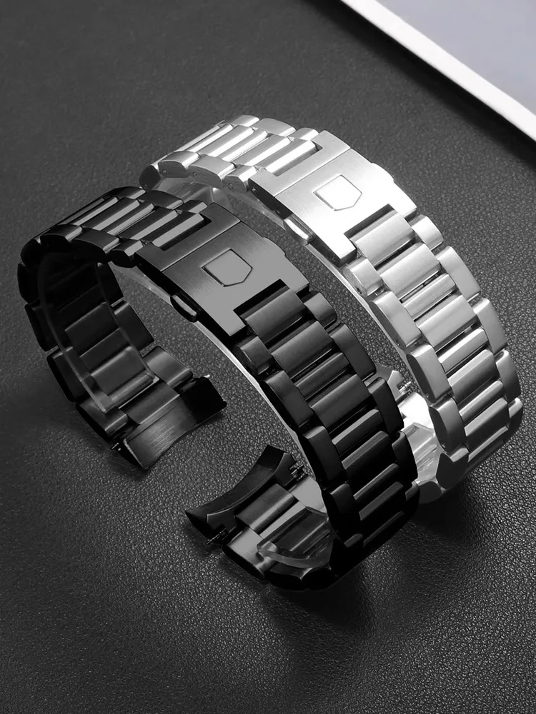 Pulseira de relógio em aço inoxidável sólido, pulseira para homens, pulseira prata, pulseira, Tag Heuer, Calera Series, acessórios para relógios, 22mm