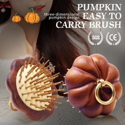 Sandalwood Mini Hair Brush Women Portable Pocket Hair Comb Head Scalp Massage Brush Wide Tooth Comb New Design Pumpkin Style