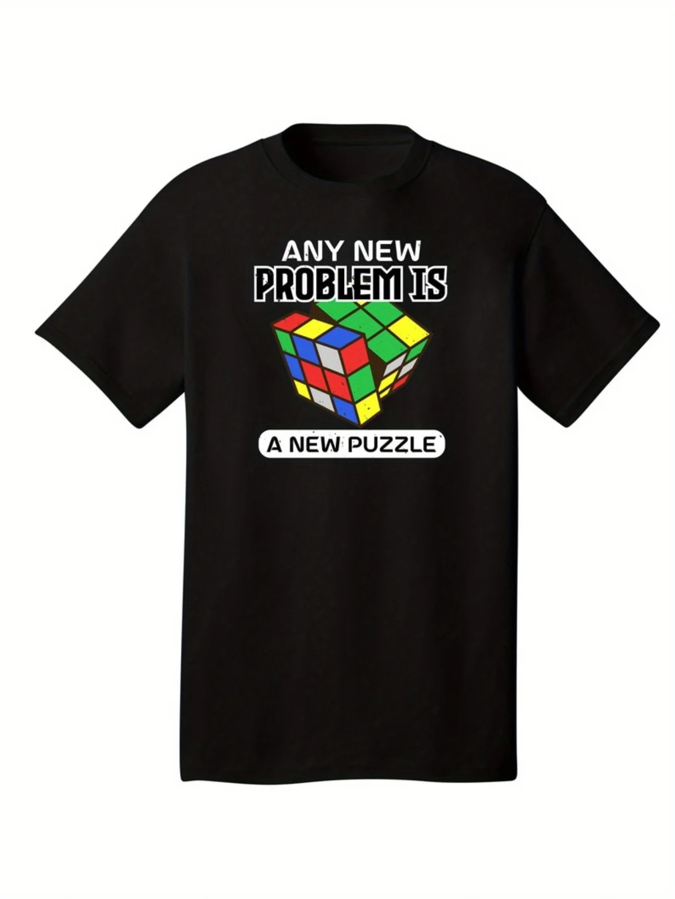 

Any New Problem T-Shirt, Men's Big And Tall Graphic Tee, Casual Black Cotton Shirt For Fathers