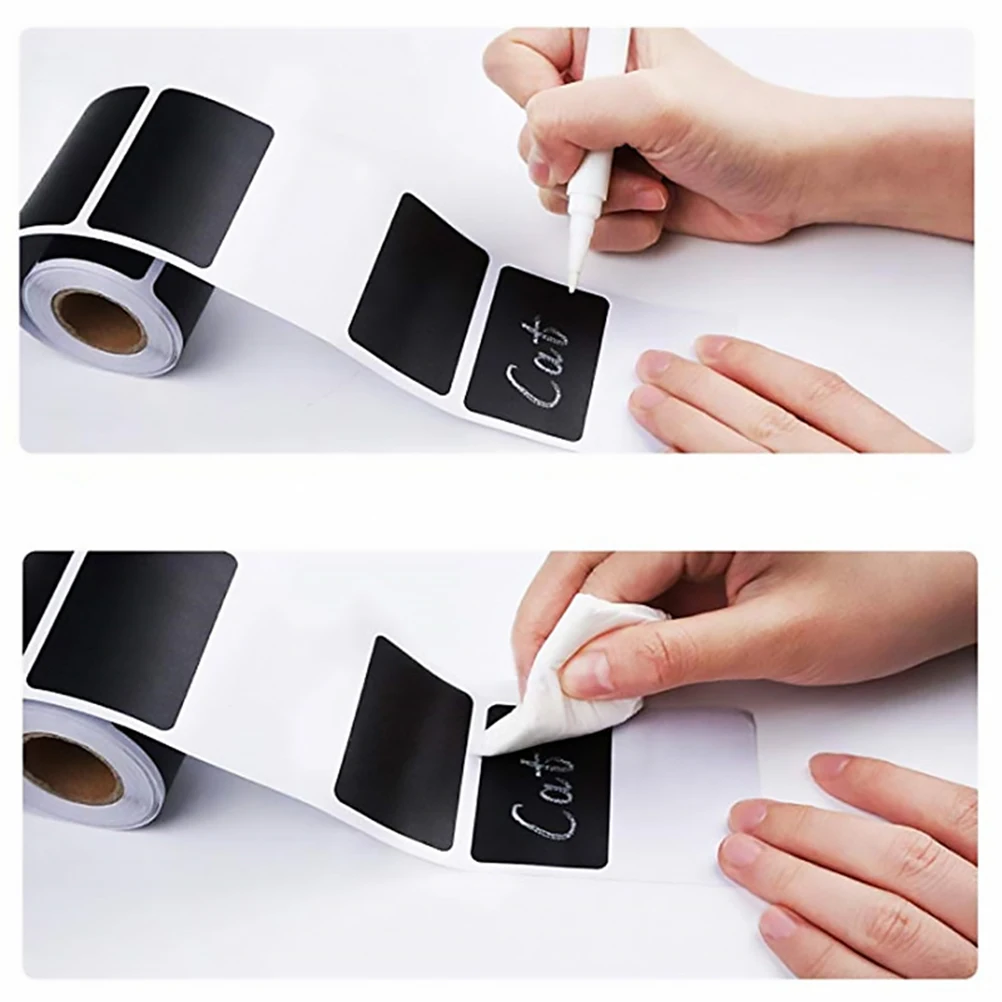 

Dissolvable Waterproof Labels Name Tag Stickers Blank Labels DIY Stickers Marker Writable Custom Use Files Folder Tags Black