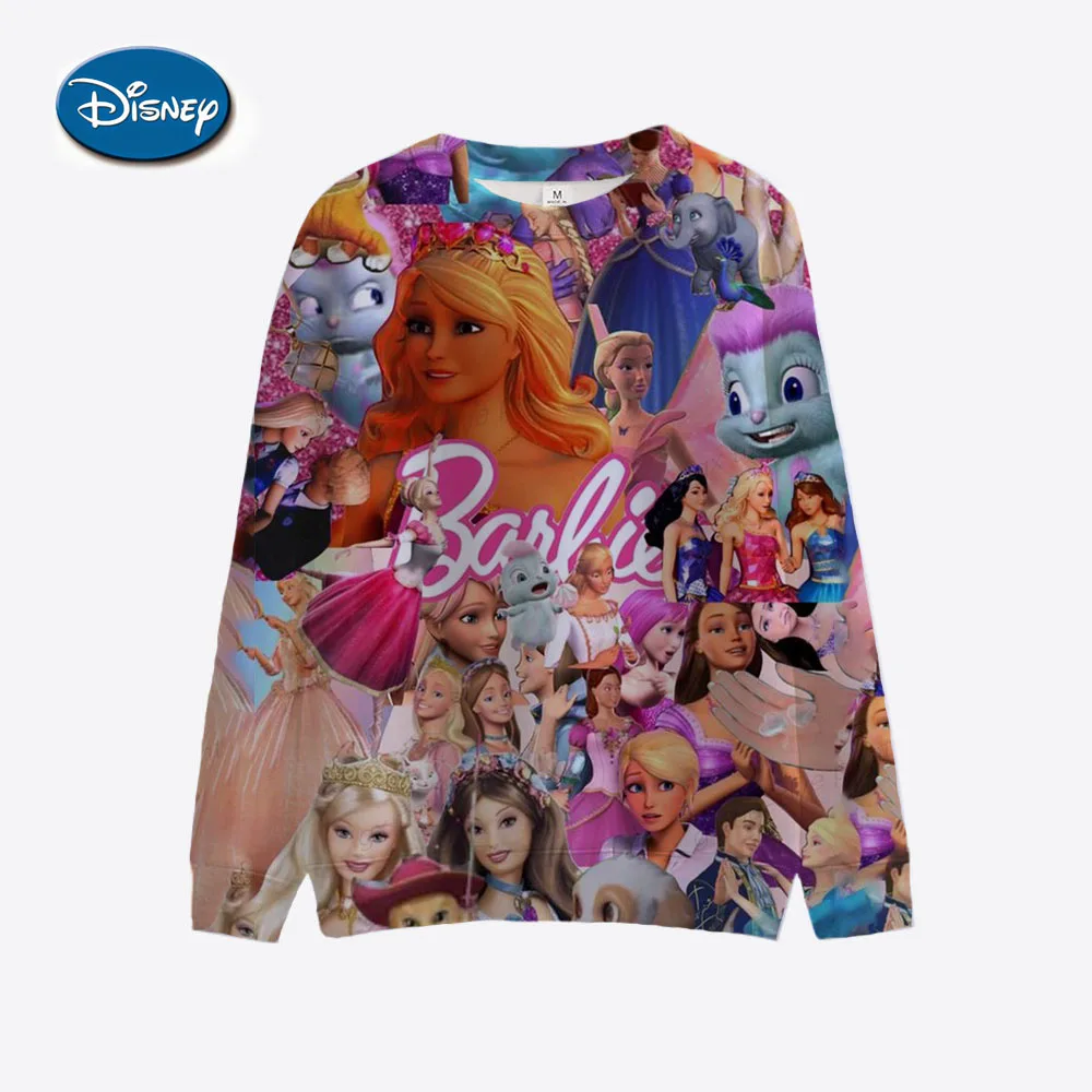 

Casual Simple Women Pullovers Barbie cartoon print Hoodies Crewneck Soft Sweatshirt Female Clothes Cartoon Cute Women's Hoodie ﻿