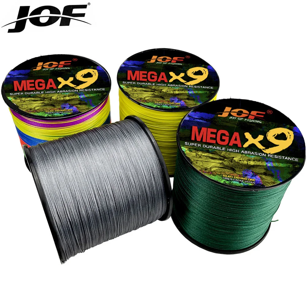 JOF 9Strands Multifilament Fishing Line 100M/300M/500M PE Braided Line Smooth Carp Fishing 20/24/35/40/50/65/80/100 LBS