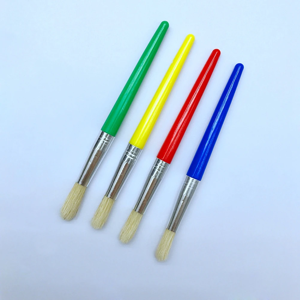 

4 Pcs Kids Paint Brushes Set Metal Tube Children Painting Hobby Beginner Art Supplies Watercolor Brush Kit