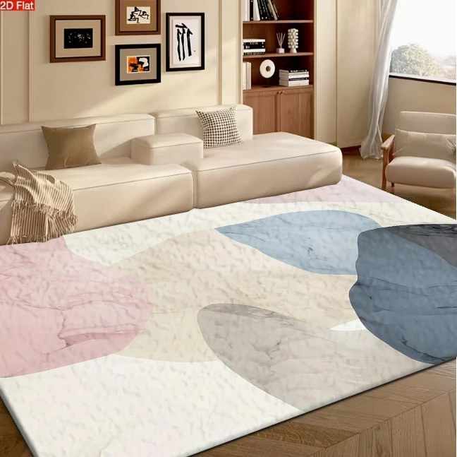 Pastel Marble Texture Abstract Pattern Carpet Flooring for Living Room Bedroom Luxury Style Non Slip Soft Floor Mat