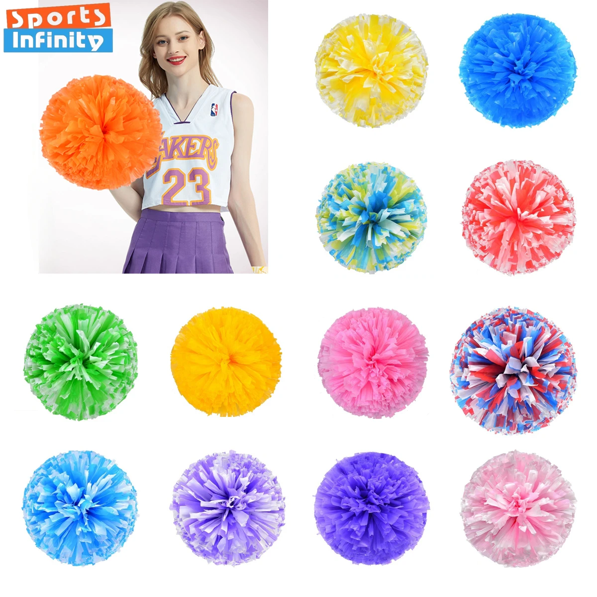 Colorful Cheerleading Pompoms Girls Kids Matte Finger Pompons Purple Blue Red Green Pink Dance Pompom Cheerleading Accessories