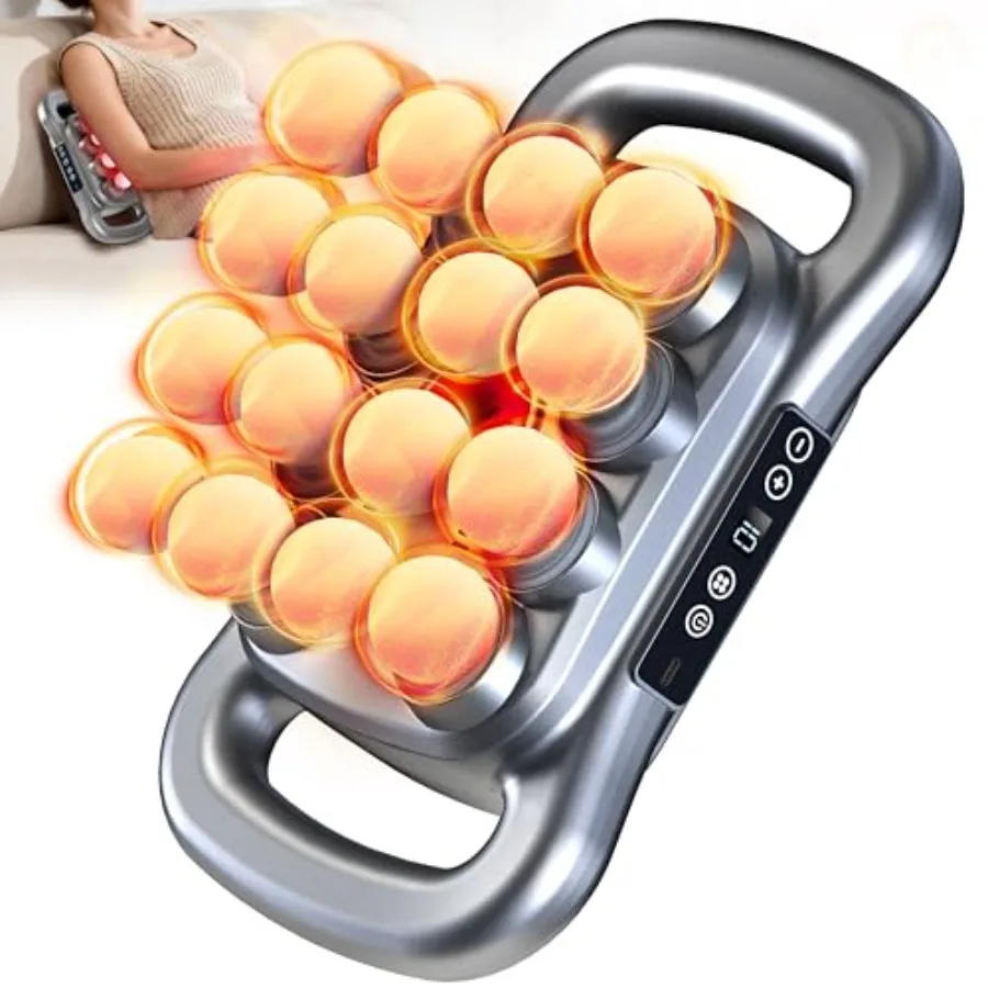 

Массажный пистолет для глубокого массажа тканей с 16 насадками - Обновленная модель 2026 года, массажер для мышц спины с 16 режимами и 9 уровнями интенсивности, бесшумный перкуссионный массажер