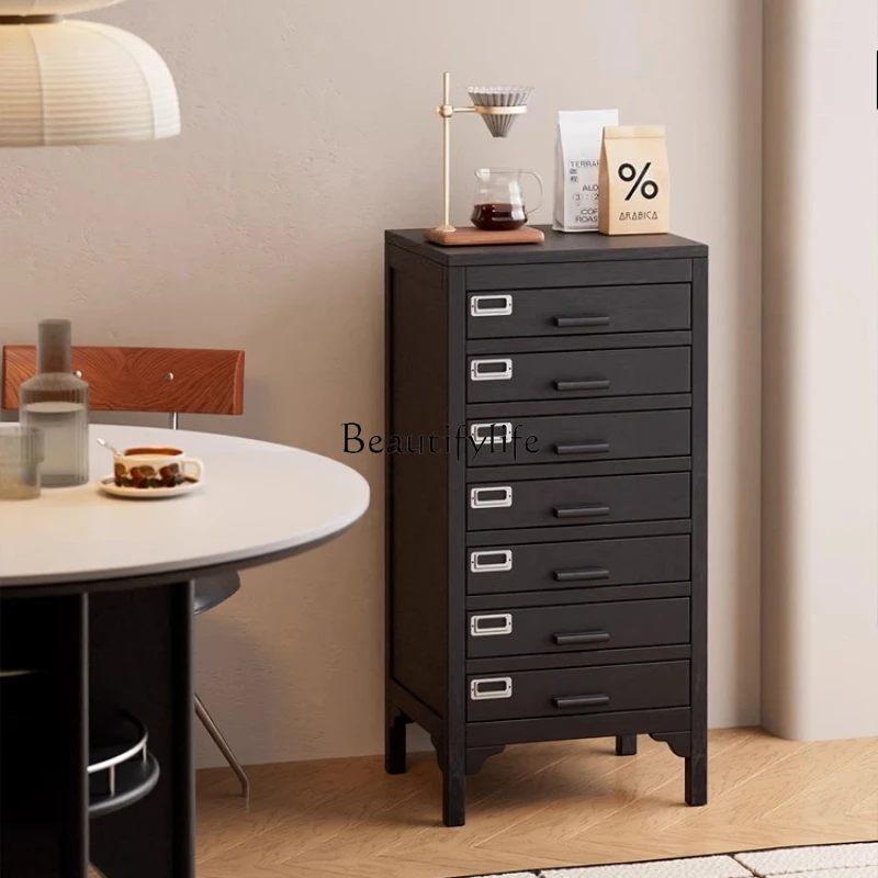 

Solid wood chest, multi-layer storage, living room against the wall, integrated drawer cabinet