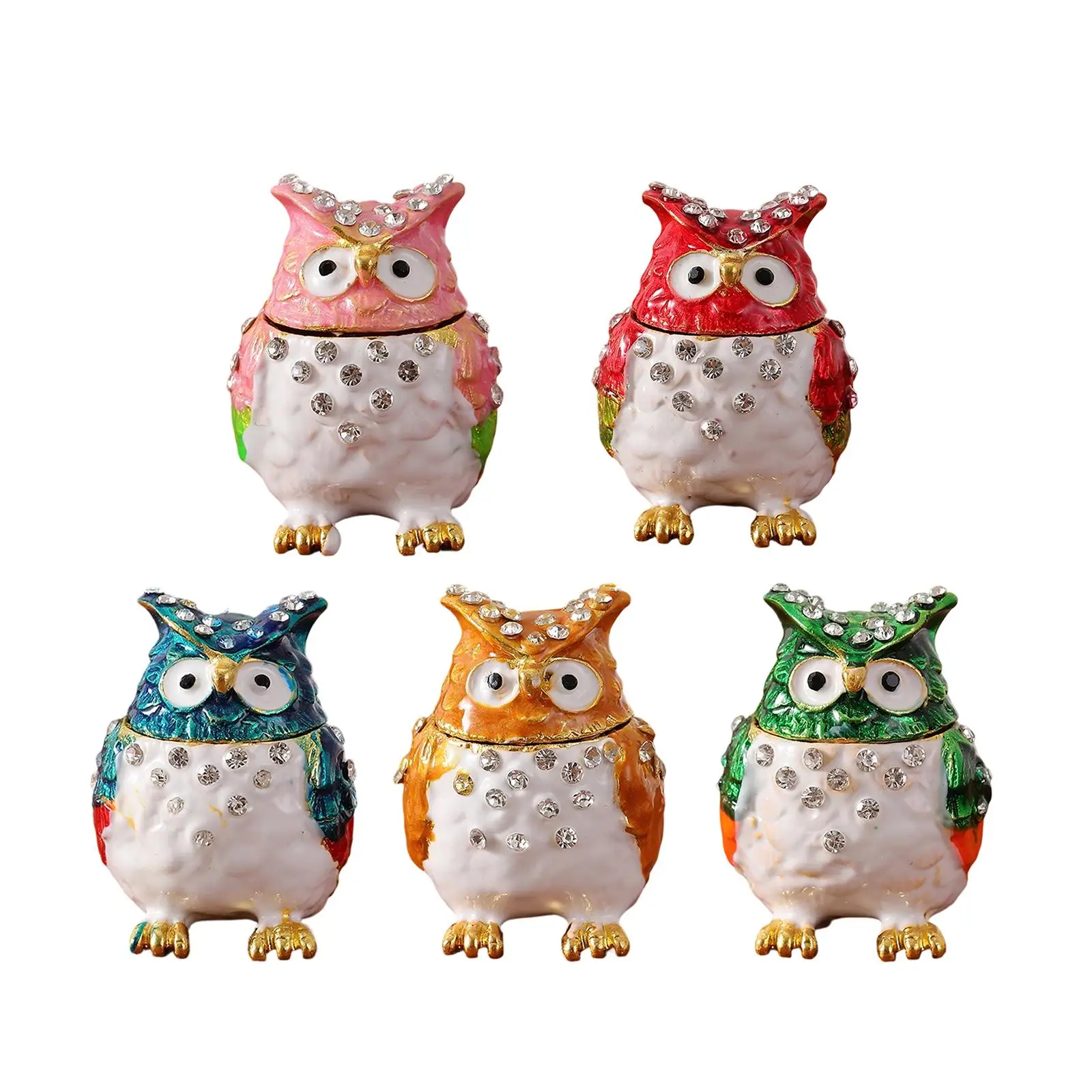 

Jewelry Box Collectible Ring Holder Dresser Owl Trinket Box,Owl Figurine Jewelry Organizer for Ear,Charms,Bracelets Pendants