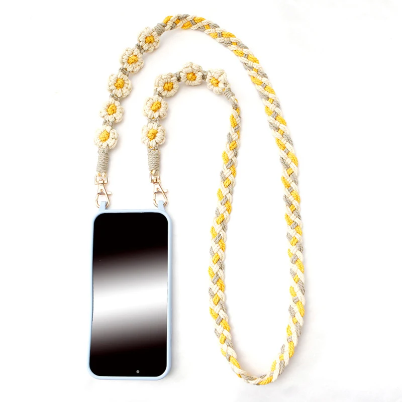 Long Diagonal Rope Anti Loss Small Mobile Phone Bag Hanging Rope Daisy Flower Hanging Chain Universal Phone Case Hanging Rope