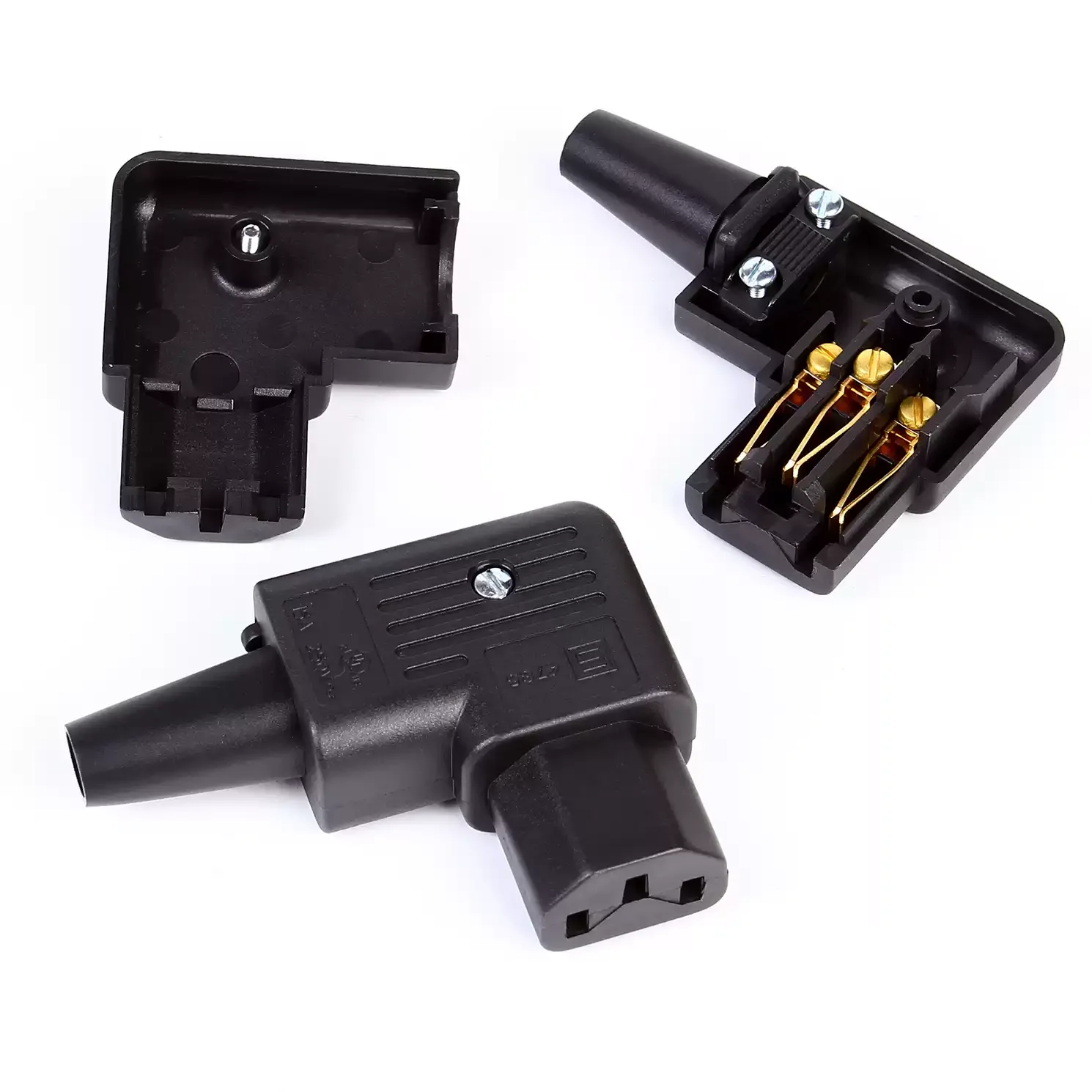 Hi-End IEC C13 Rewireable Power Connector Straight & Right Angle Style Audio Equipment Power Cord Tail Plug