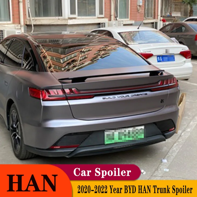 For Byd Han EV DM 2020 2021 2022 Year Sedan Spoiler ABS Plastic Carbon Fiber Look Black MP Car Rear Wing Body Kit Accessories