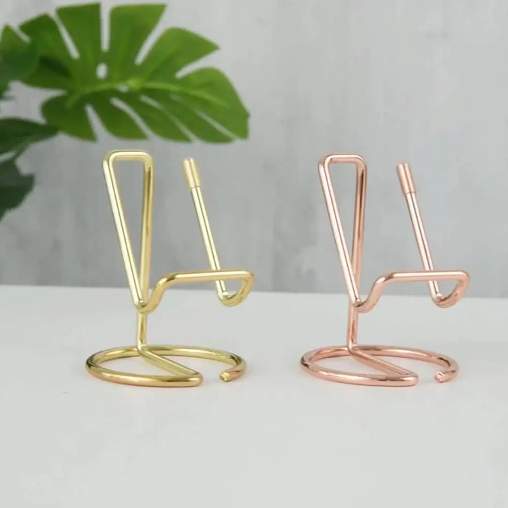 Decorative Business Card Holder One-line Forming Wrought Iron Smooth Surface Portable Phone Rack for Home