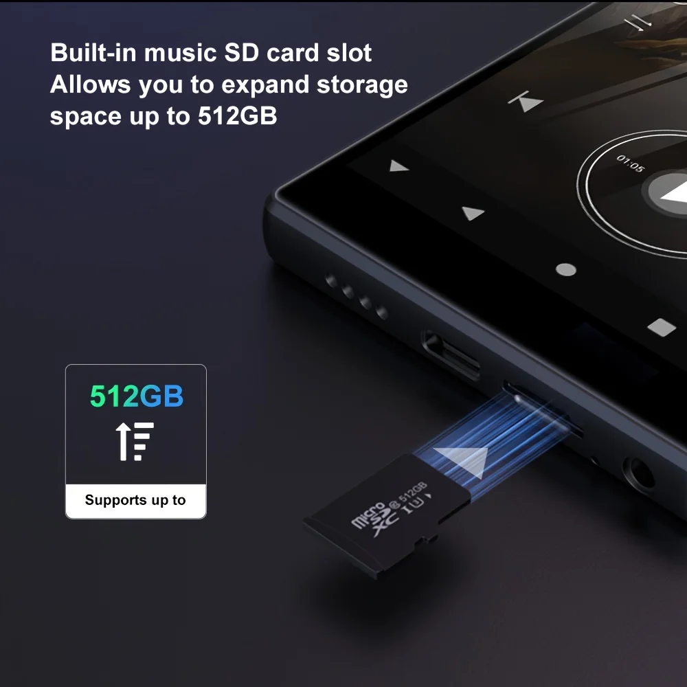 1080P Android 9.0 5-inch 32GB/96GB MP3/MP4 player with Bluetooth and WiFi, up to 1TB