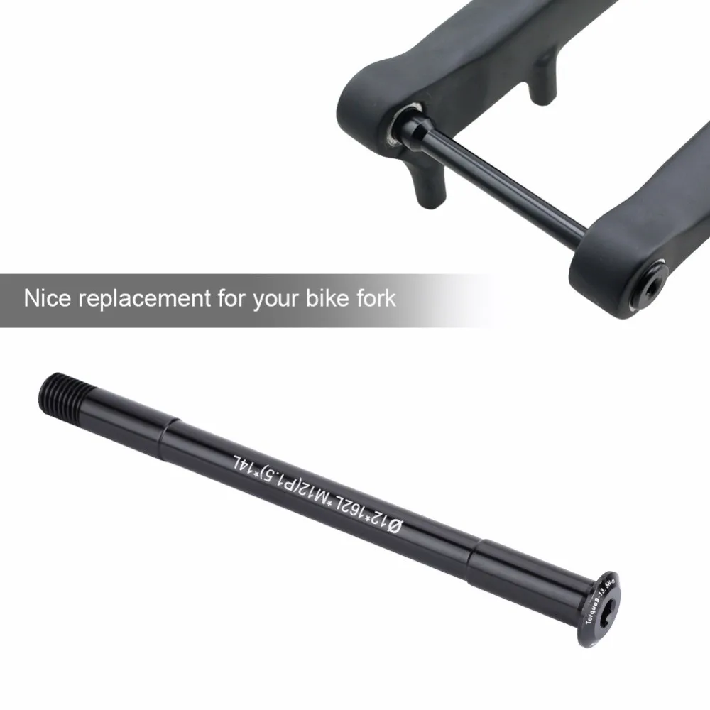 Durable M12 X 1.5 Thread Bike Thru Axle Aluminium Alloy Black Front Hubs Lightweight Fork Thru Axle Bike Replacement view 3