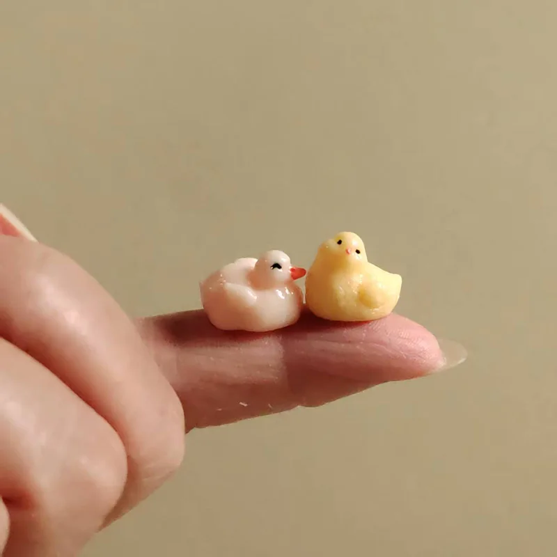10 Uds./mini pollito de pato/miniaturas/lindo/gnomo de jardín de hadas/decoración de terrario musgo/manualidades/bonsái/figurina de casa de muñecas diy/suministros
