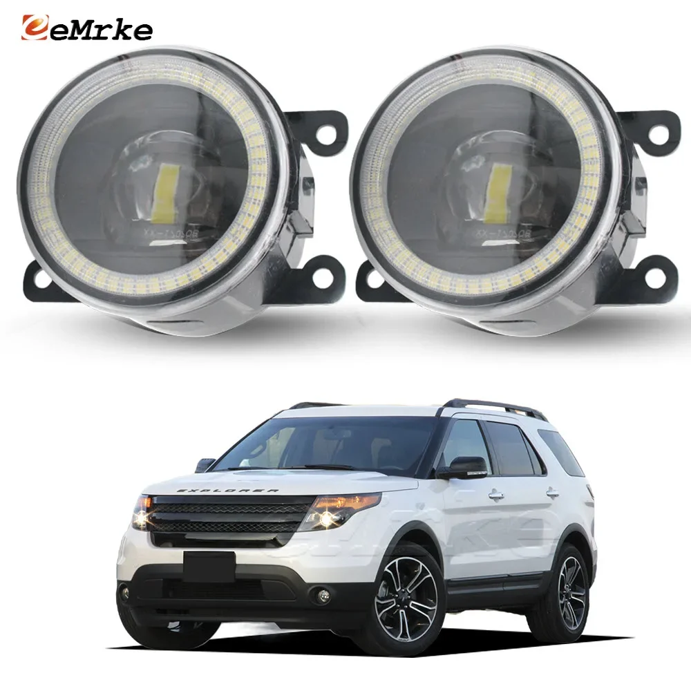 Led Fog Lights Assy. for Ford Explorer 5 U502 2011-2015 / Explorer Classic (Chile) Angel Eyes DRL Car PTF 30W with Clear Lens