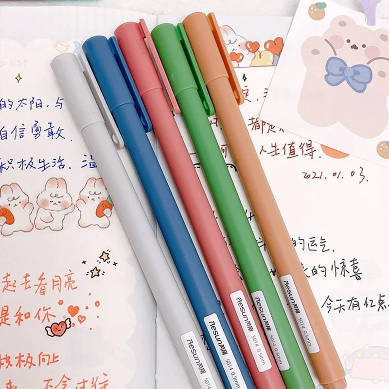 5-30Pcs Cute Morandi Color Gel Pens Set Vintage Pen 0.5mm Fine Ink,for Writing Hand Account,Drawing Notes Markers Stationery view 4