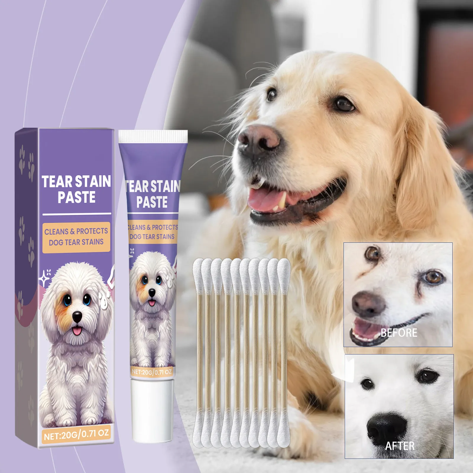 20g Pet Tear Stain Remover Cat And Dog Eye Cleaner Cream Pet Eye Stain Cleaner Ointment Natural Tear Stain Remover Paste ﻿