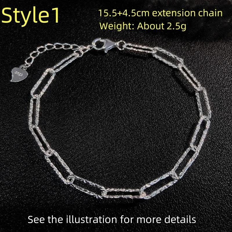 

S925 Sterling silver shimmering word hemp string bracelet new ins simple fashion high sense cold wind jewelry to send girlfriend