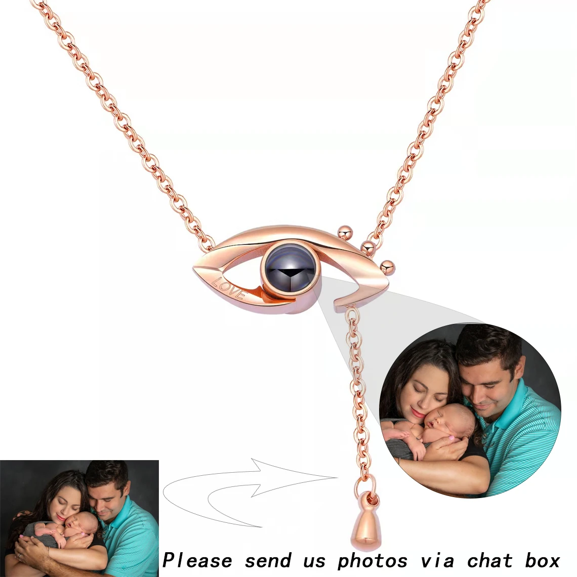 Custom Projection Photo Necklace With Heart Personalized Any Photo Necklace Memorial Anniversary Mother's Day Gift For Women