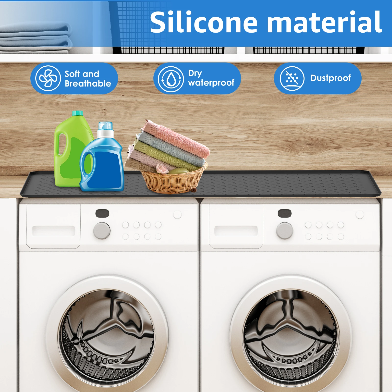 Silicone Washer Dryer Top Protector Waterproof Dustproof Dryer Top Protector Mat Versatile Washer Dryer Countertop Storage Pad