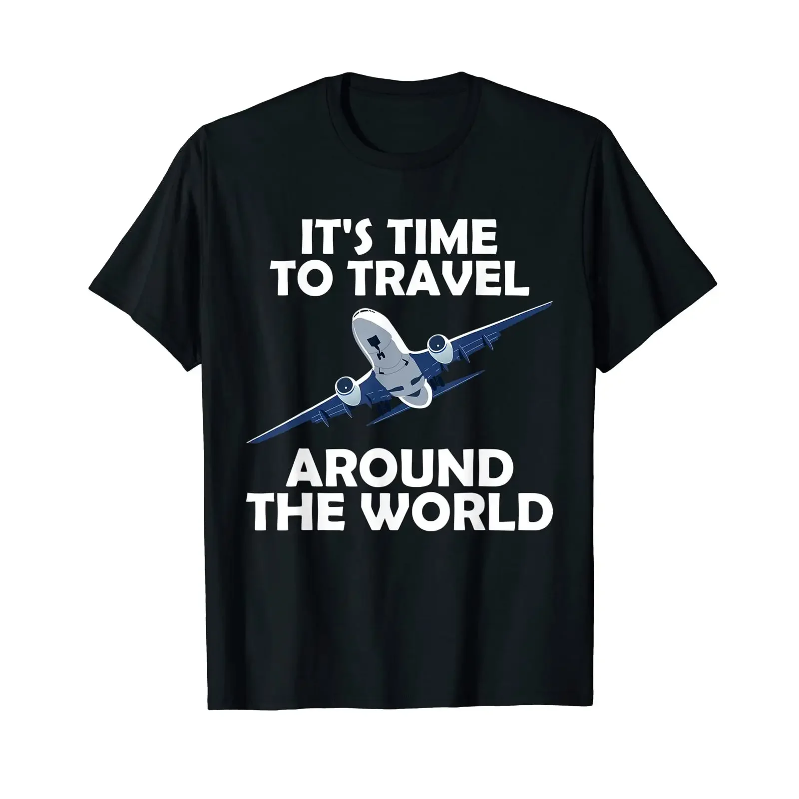 It's time to travel around the world T Shirt black S vintage Washed graphic streetwear homme Soft Unisex Stretched