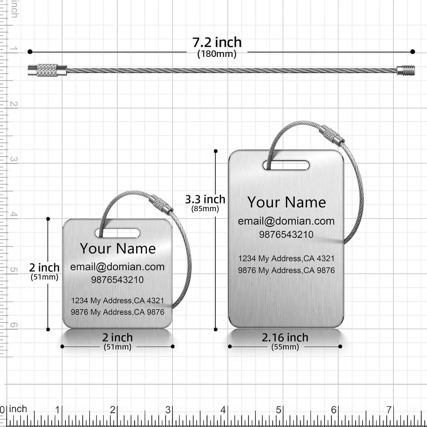 Benutzerdefinierter Text, langlebiger Gepäckanhänger, personalisierte Gravur, Rucksäcke, Koffer, perfektes Geschenk zum Valentinstag, Reisetaschenanhänger – Detail 2