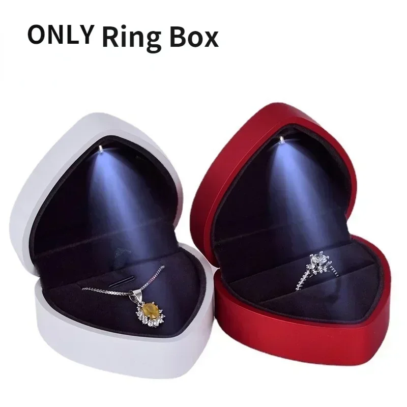 Creative Ring Box Heart Shape LED Light Jewelry Box Fashion Confessing Love Proposing Marriage Ring Box Pendant Gifts Boxes