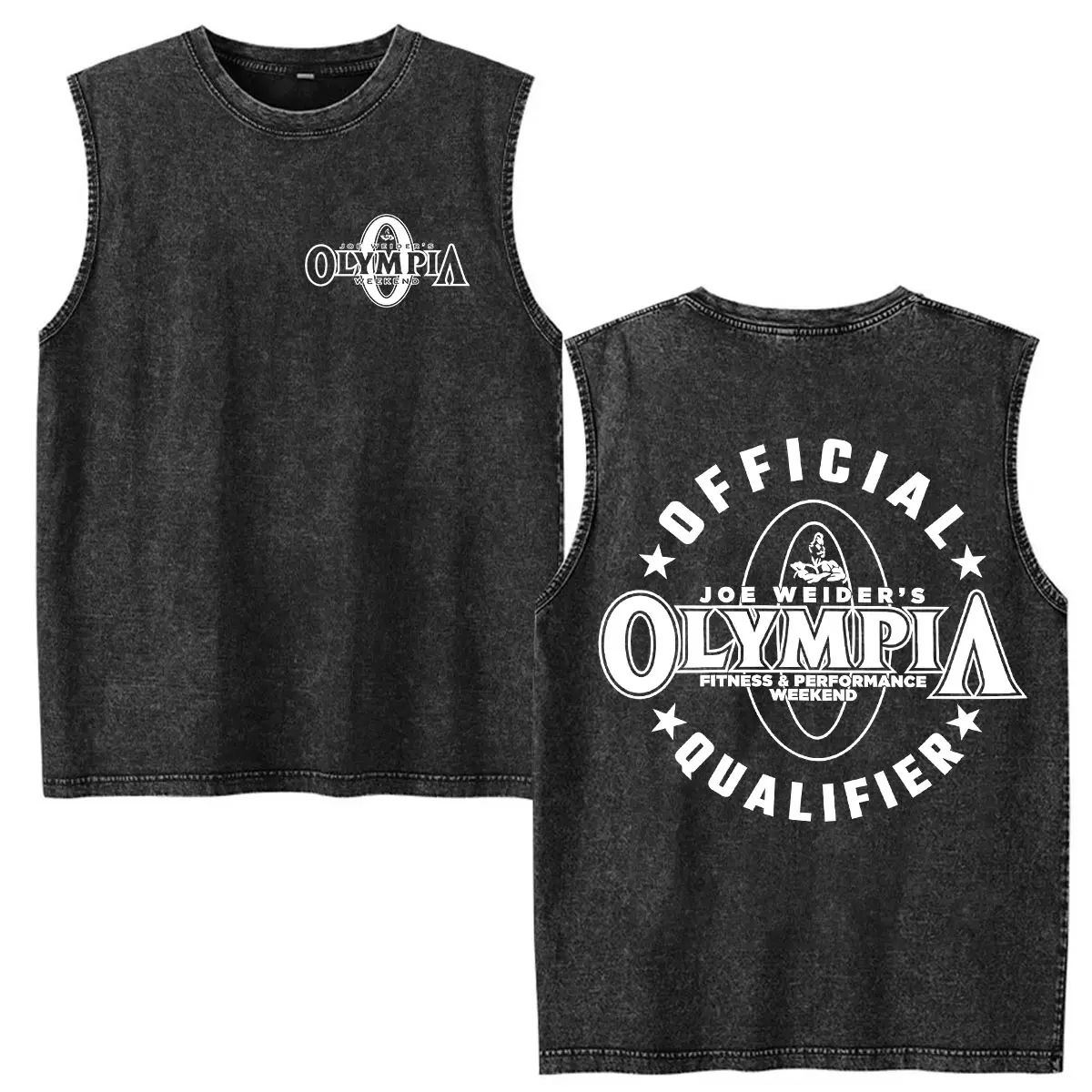 Olympia Gym Pump Cover Fitness Vintage Washed Vest T Shirts Men's Fashion O-Neck Oversized T-shirt Tank Top 100% Cotton T Shirt