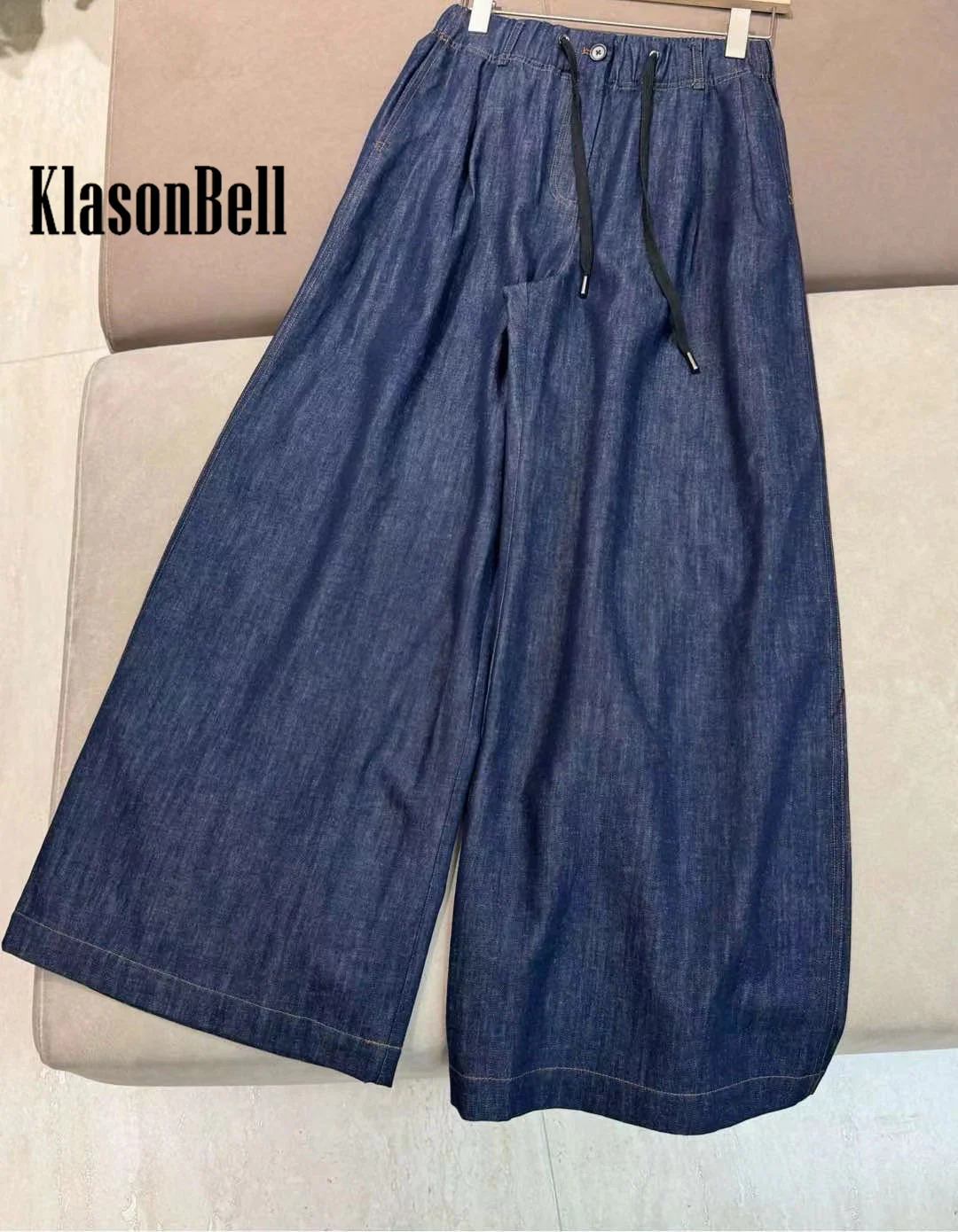 1.10 KlasonBell-Contas Corrente Zíper Lapela Jaqueta Curta ou Calças de Perna Larga ou Plissado Cintura Alta Saia Midi Denim Conjunto Casual Feminino