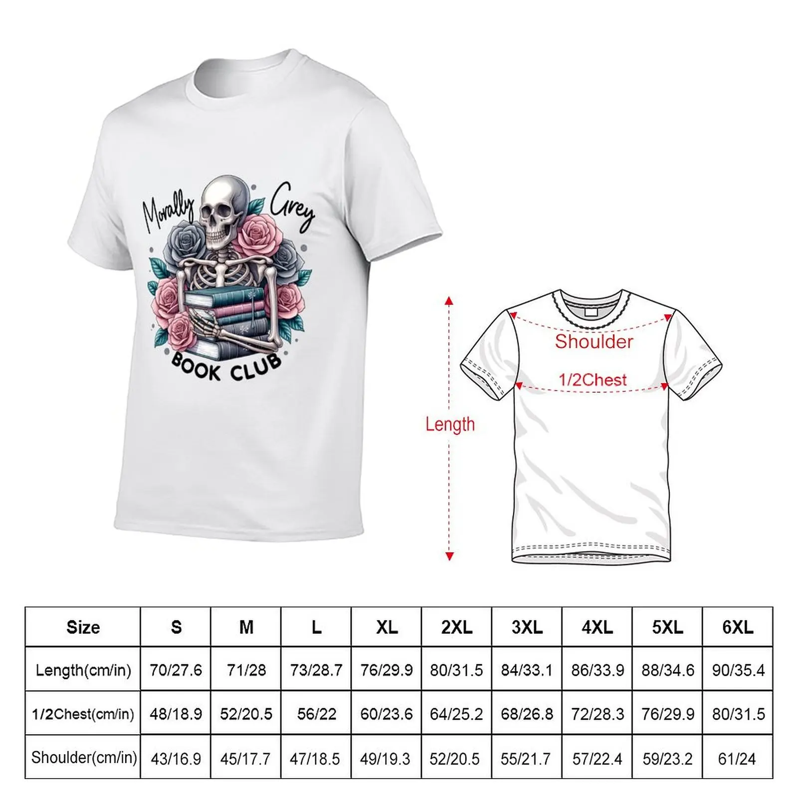 Morally grey book club skeleton T-Shirt Anti-Fade Casual Tee Shirt