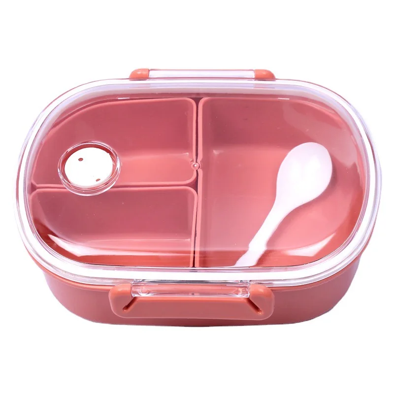 Adult Lunchbox Three Grid Microwave Oven Lunch Box Cartoon Small Fresh Student Office Lunch Bento Food Storage Box Container