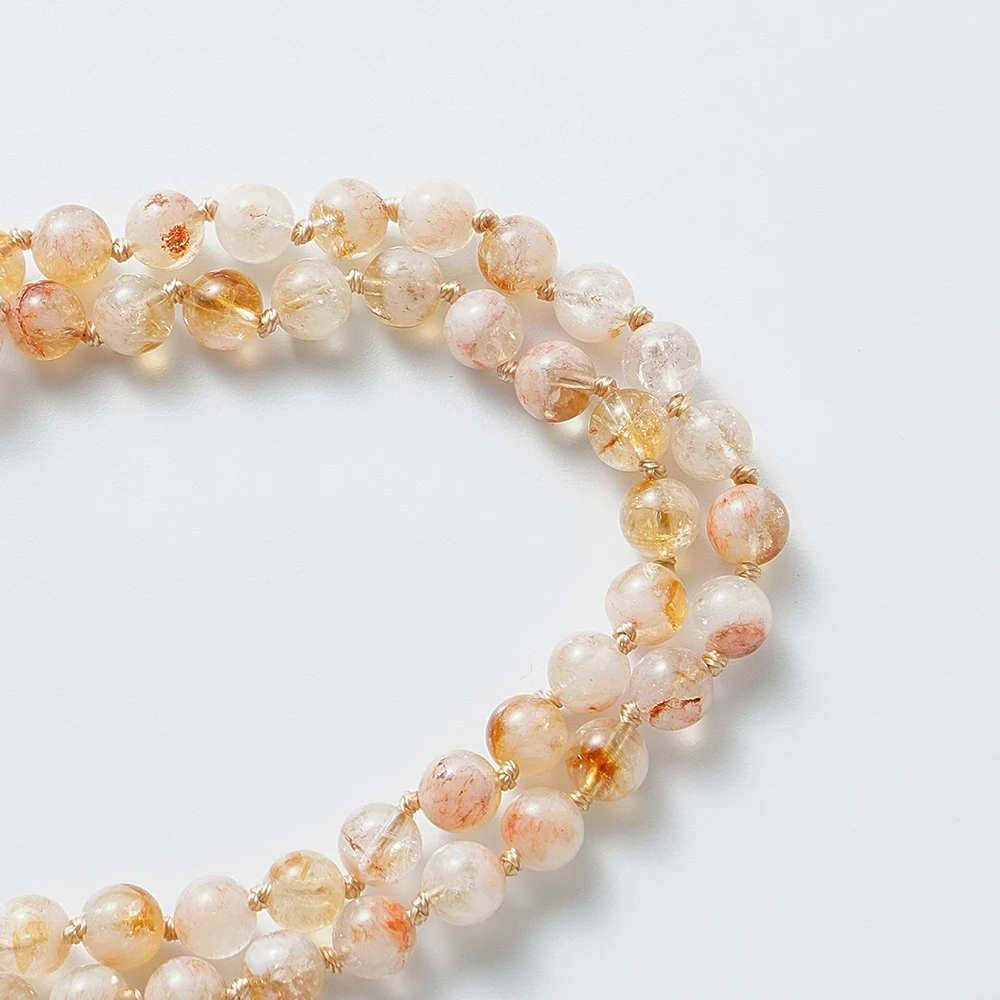 8mm Citrine Knot 108 Mala Beaded Necklace Bracelet Set Meditation Yoga Prayer Jewelry Japamala Rosary for Men and Women view 4
