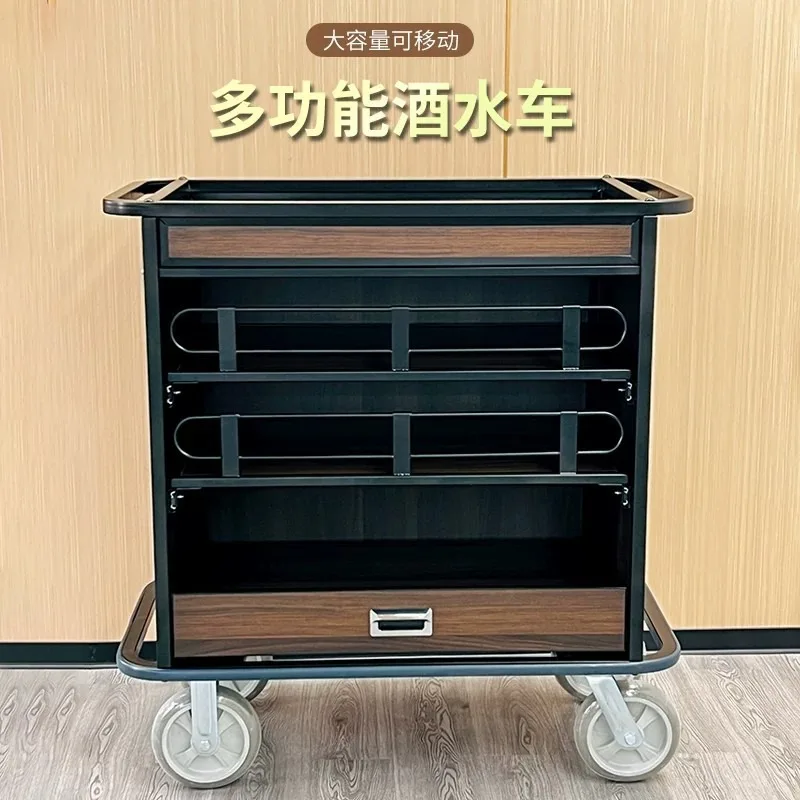 Multifunctional hand-pushed wine cart, hotel room straw cart cleaning cart