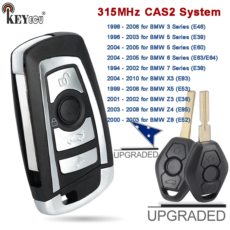 

KEYECU AU 315MHz ID46 Chip CAS2 System for BMW 1 3 5 7 Series E46 E39 E60 E38 E83 X3 X5 Z3 Z4 Z8 1994-2006 Remote Car Key Fob