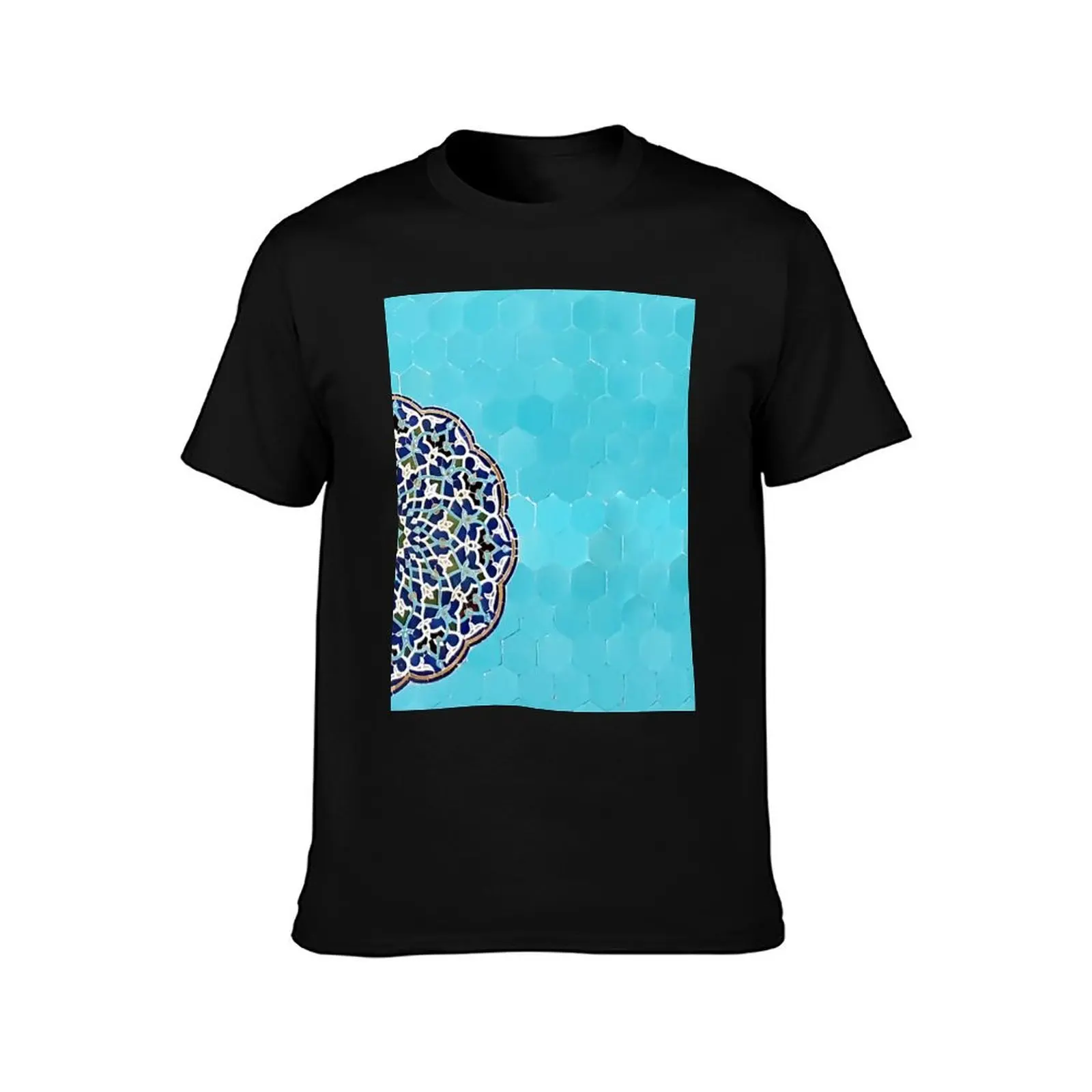 Persian turquoise tile pattern T-Shirt oversized Short sleeve tee graphic shirts t shirts for men