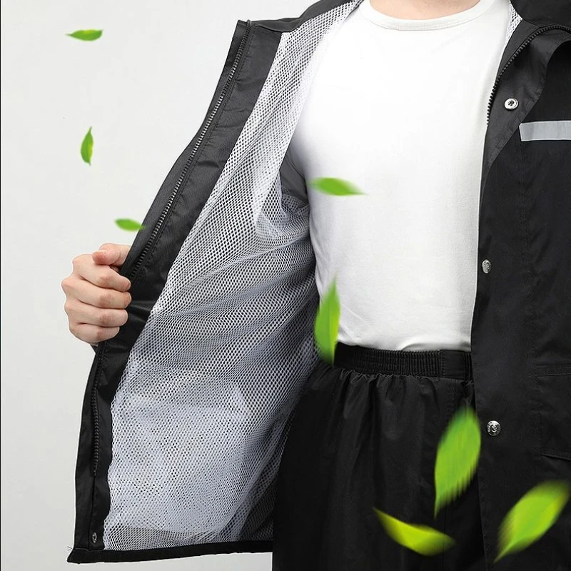 Raincoat And Rainpants Suit Bicycle Motorcycle Takeout Riding Reflective Full Body Weatherproof Same Style For Men And Women