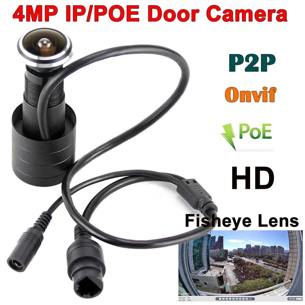 Door Eye Hole Security Camera 4MP 2560x1440 1.78mm Lens Wide Angle Cat FishEye Camera CCTV Network Mini Peephole Door IPC Remote